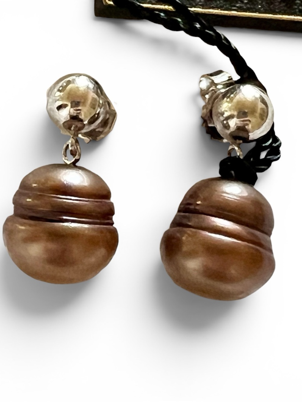 Honora Brown Pearl Drop Earrings with Silver Studs